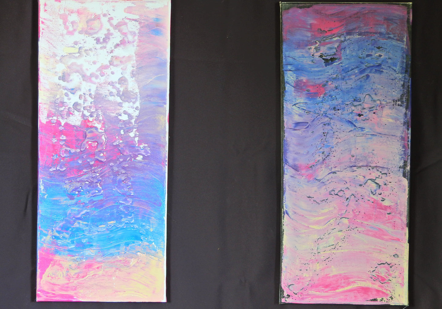 cire, peinture, art, acrylique, tableau, original, abstrait, essai, bleu rose, blanc, bulles